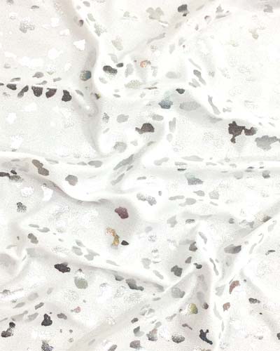 Egy irányba elasztikus ezüst folt mintás vékony lágy esésű anyag - BIANCO (fehér)